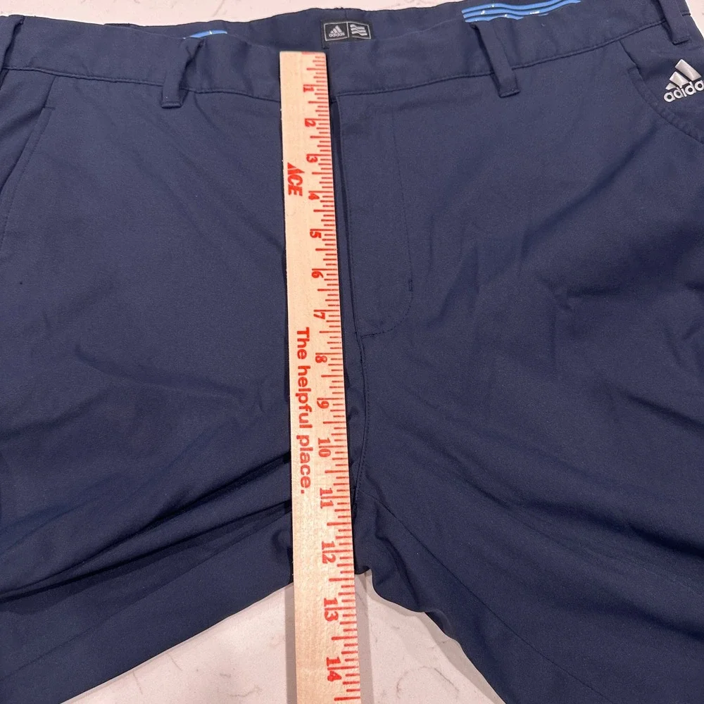 Adidas Mens Golf Pants Navy Blue Flat Front Performance Trousers 36x30